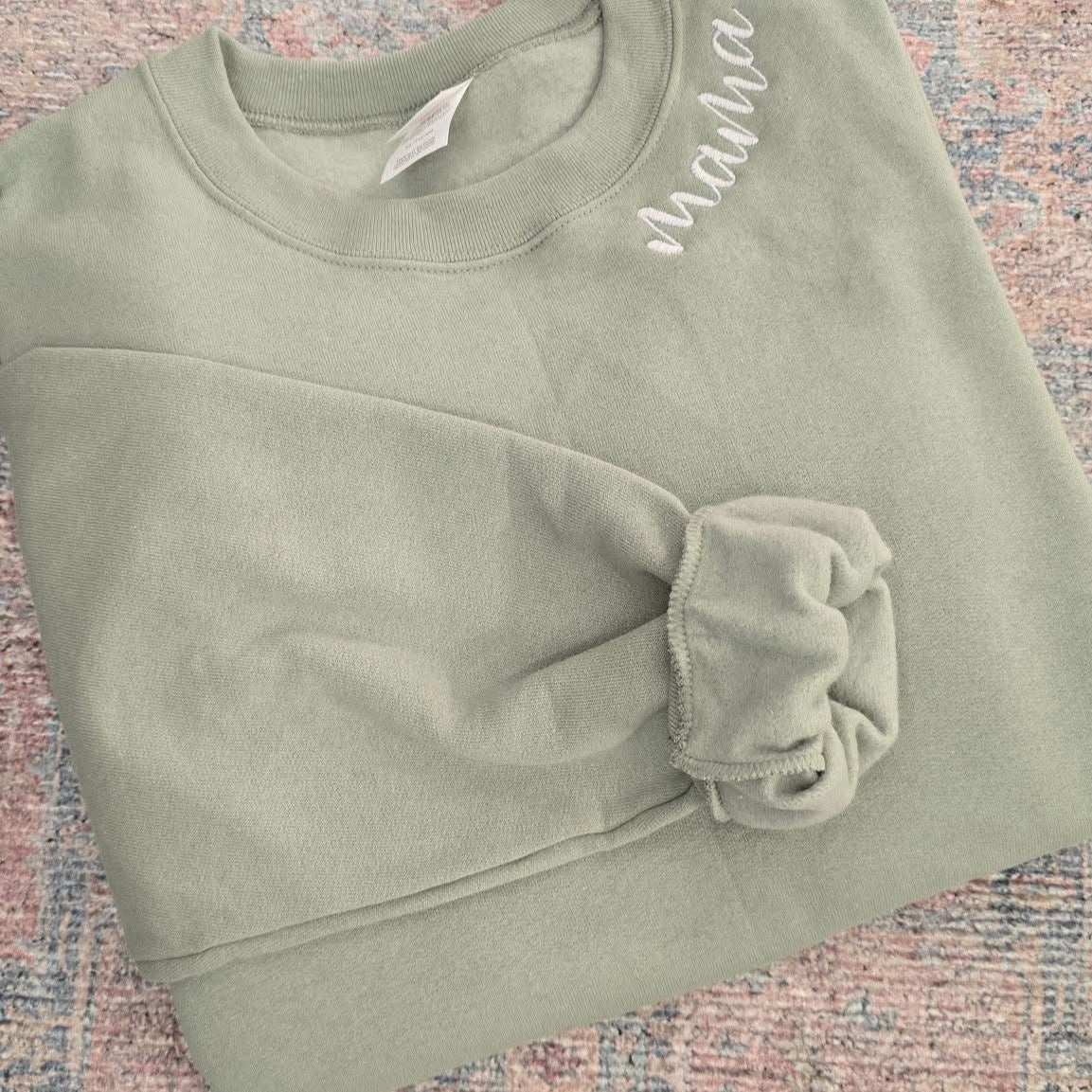 Embroidered Curved Neck Sweatshirt